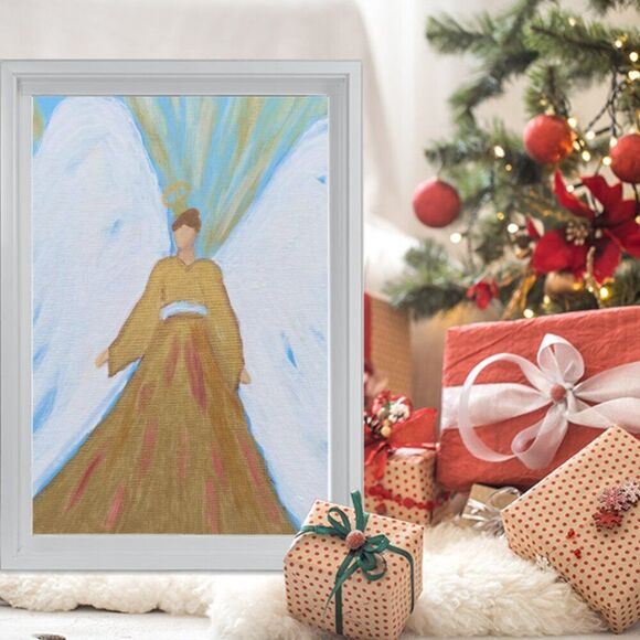 Angel Painting Perfect Religious Room Décor Celestial Serenity Christmas Angel - Picture 6 of 7